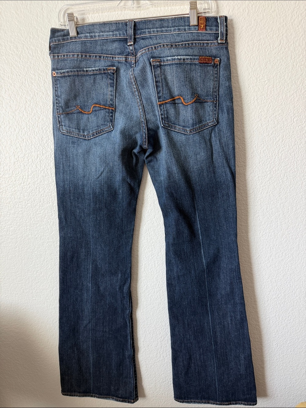 Vintage 7 For All Mankind Blue Denim low Rise Flare Jeans -31 - Picture 2 of 11